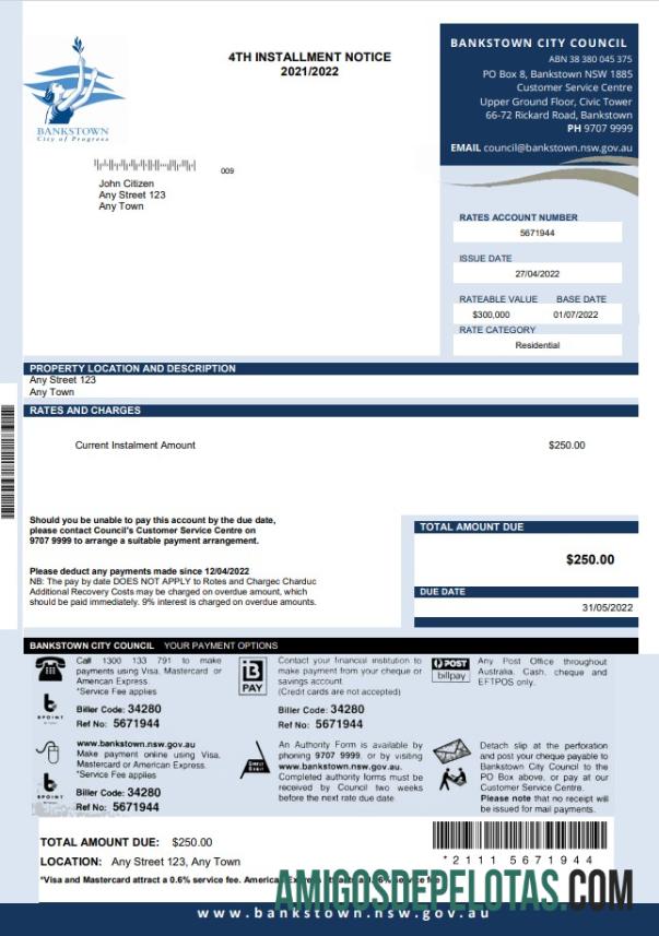 Projeto de lei de serviços públicos da Câmara Municipal de Austrália NSW Bankstown modelo